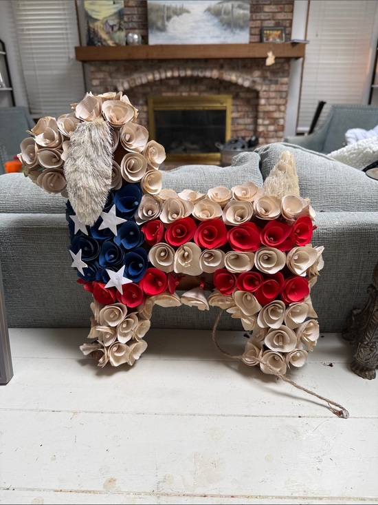 Ashland Other - Ashland Red, Blue and Beige Floral dog Accent 4th July summer decor